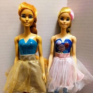 Lot of 2 Redressed Barbie Color Reveal Party Series Dolls
